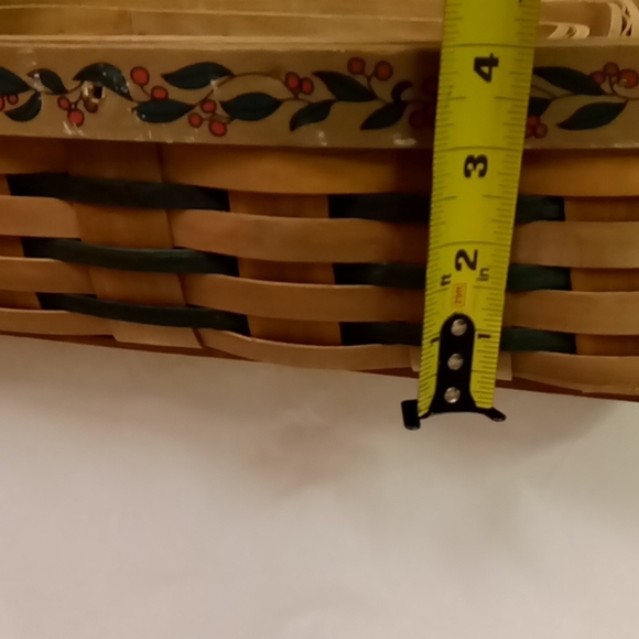 3 Rectangular Baskets, Woven Wicker Longaberger Style Tan Cherries Leaves 14x10 - Picture 6 of 6